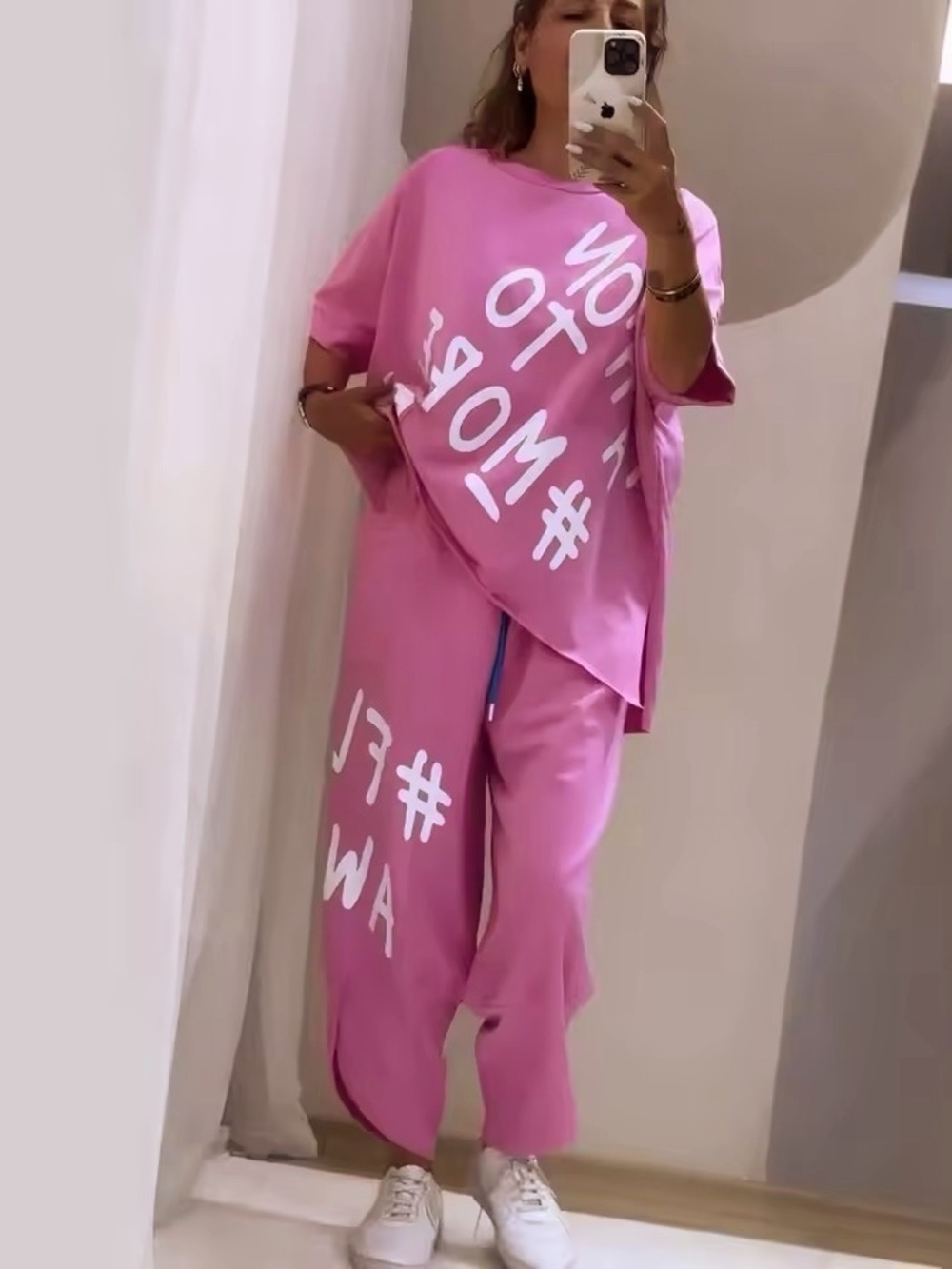 Pink Graphic Lounge Set XL Oversized Matching Set NWOT Comfy Trendy Outfit